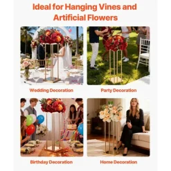 Gold Metal Geometric Column Cube Flower Stand 10PCS for Wedding Decor