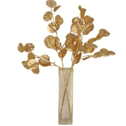 2 Gold 27" Metallic Faux Artificial Eucalyptus Stems for Events