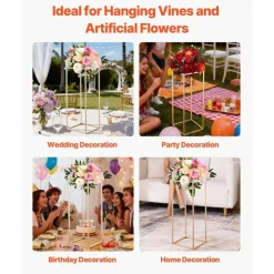 Gold Metal Rectangular Cube Floral Stand 10PCS with Optional Shelves