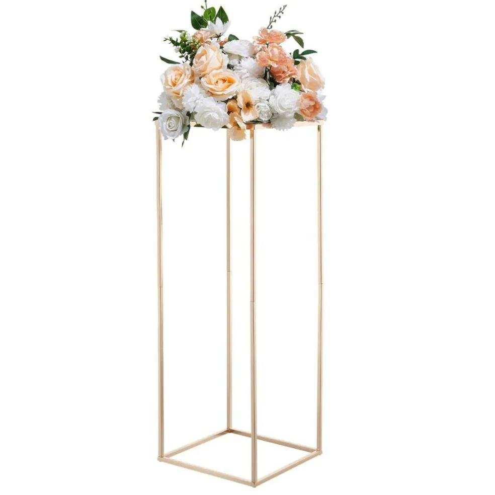 Gold Metal Rectangular Cubic Floral Stand 10PCS for Event Decor