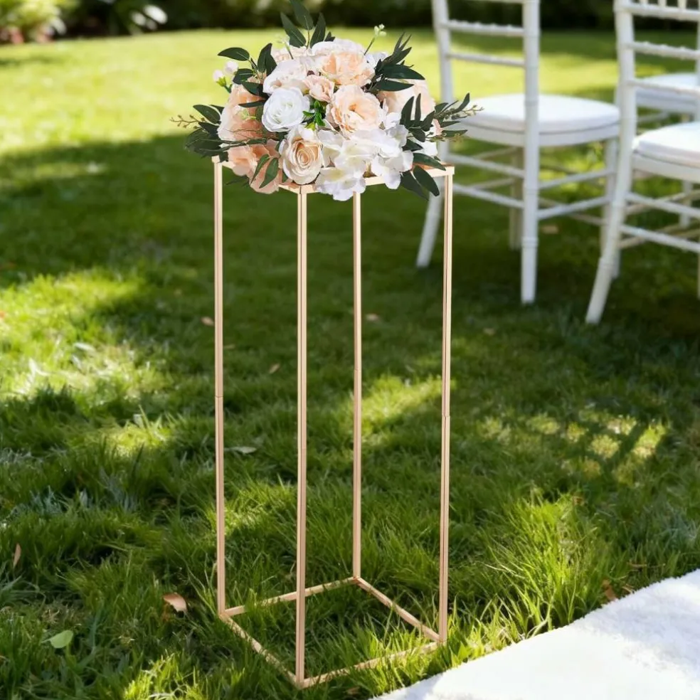 Gold Metal Rectangular Cubic Floral Stand 10PCS for Event Decor