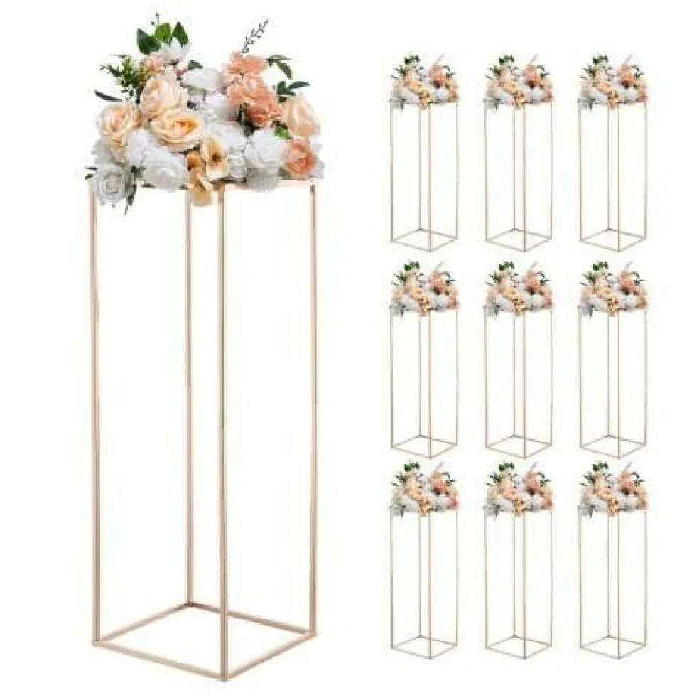 Gold Metal Rectangular Cubic Floral Stand 10PCS for Event Decor