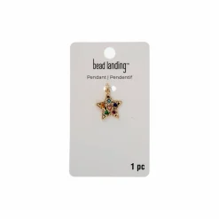 Gold & Multicolor Gem Metal Star Pendant by Bead Landing™