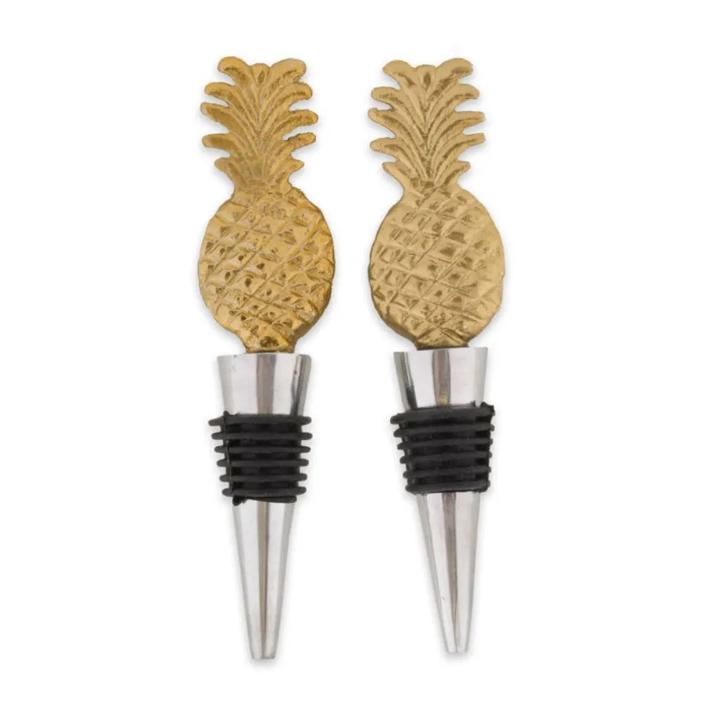 Gold Pineapple Bottle Stopper Set