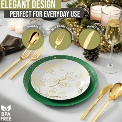Gold Plastic Silverware Set Gold Silverware Disposable Forks and Spoons Disposable 120 Pack Plastic Utensils Set Knives & Spoons & Forks For Parties and Events