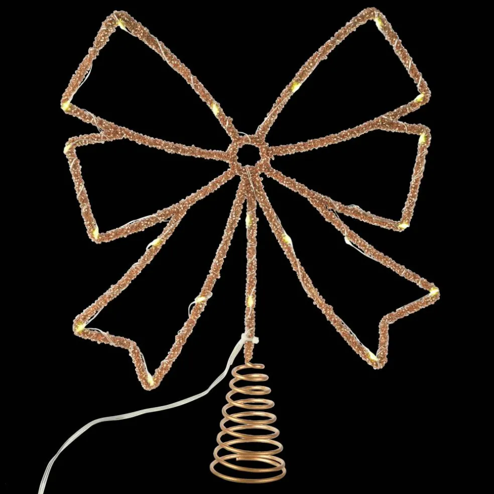 12" Gold Rhinestone Bow Lighted Tree Topper by Ashland®