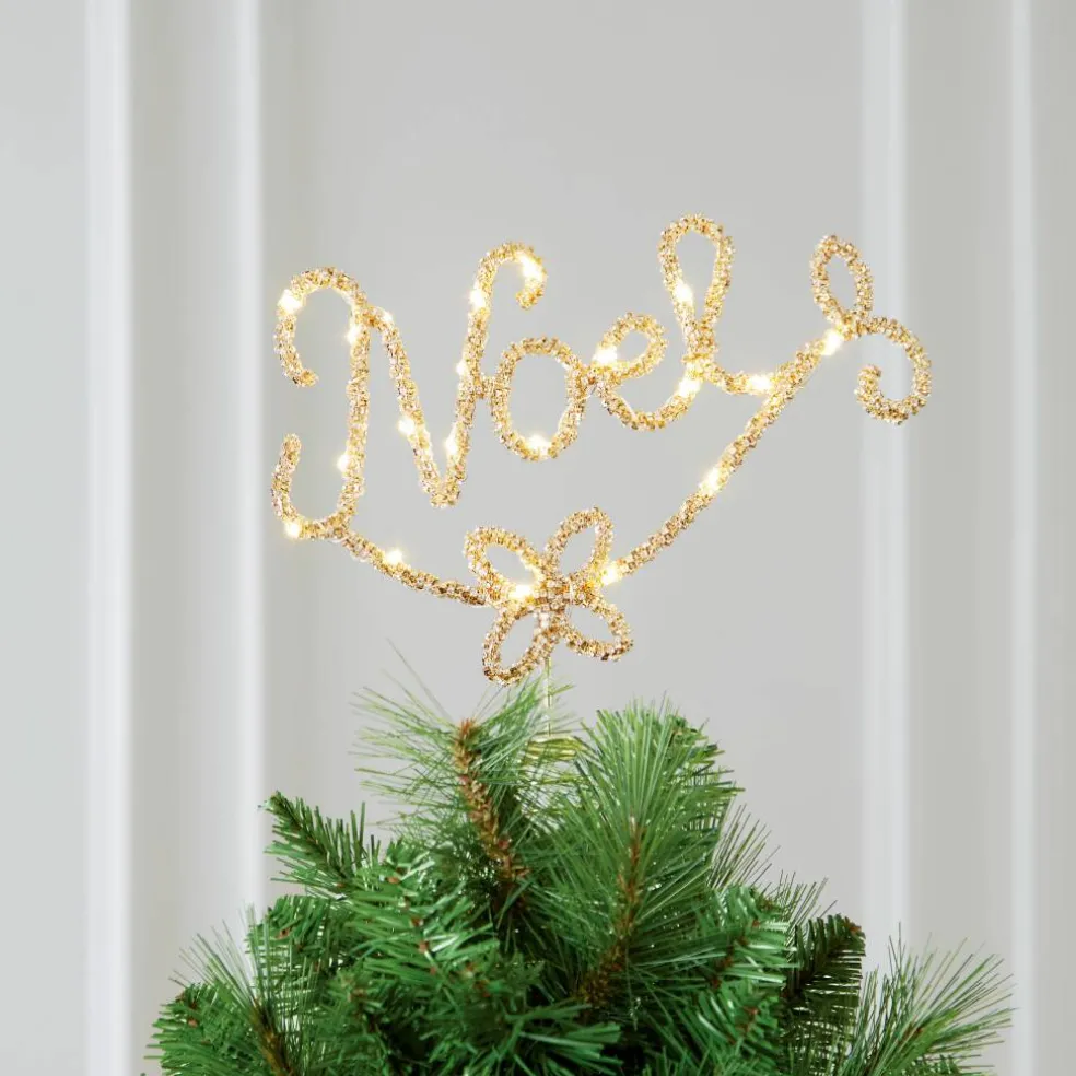 12" Gold Rhinestone Noel Lighted Tree Topper by Ashland®