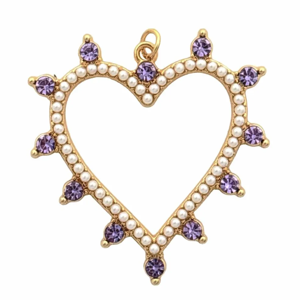 Gold, Rhinestone & Pearl Metal Heart Pendant by Bead Landing™