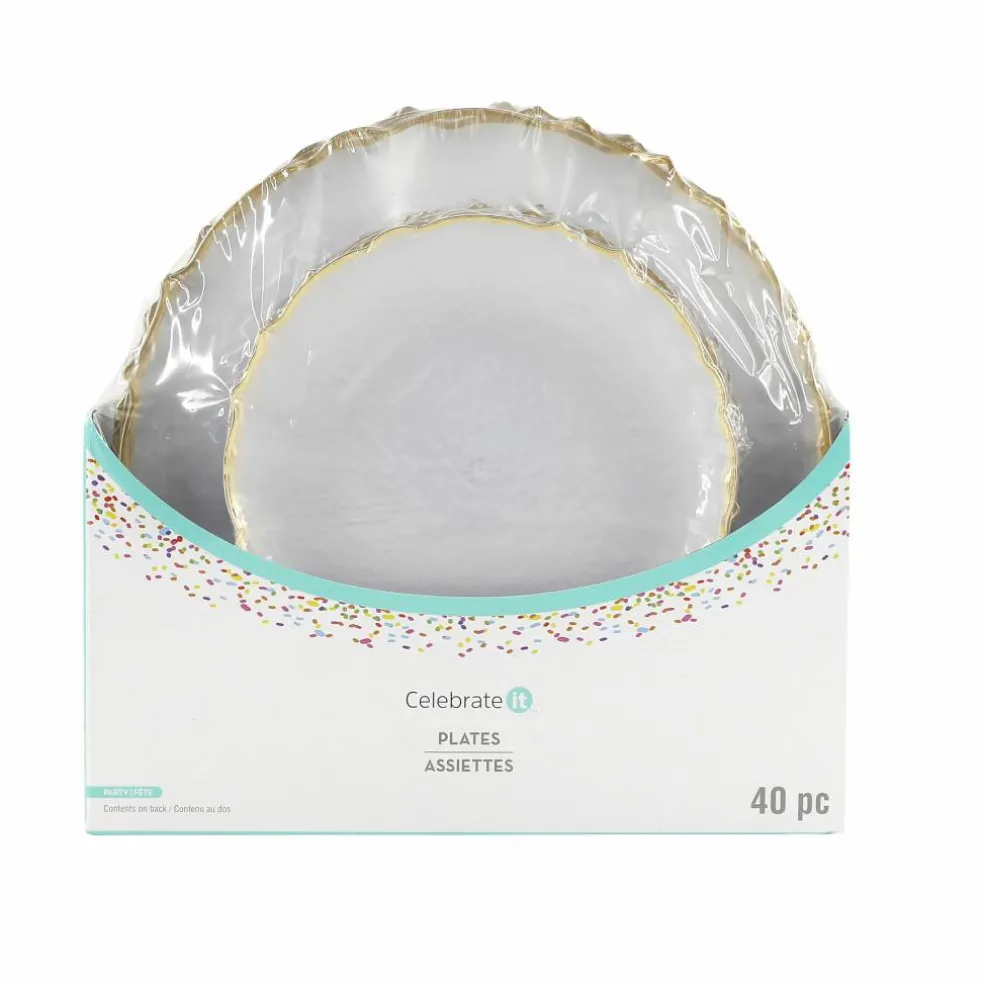 Gold Rim Clear Lunch & Dinner Plates, 40ct. by Celebrate It™