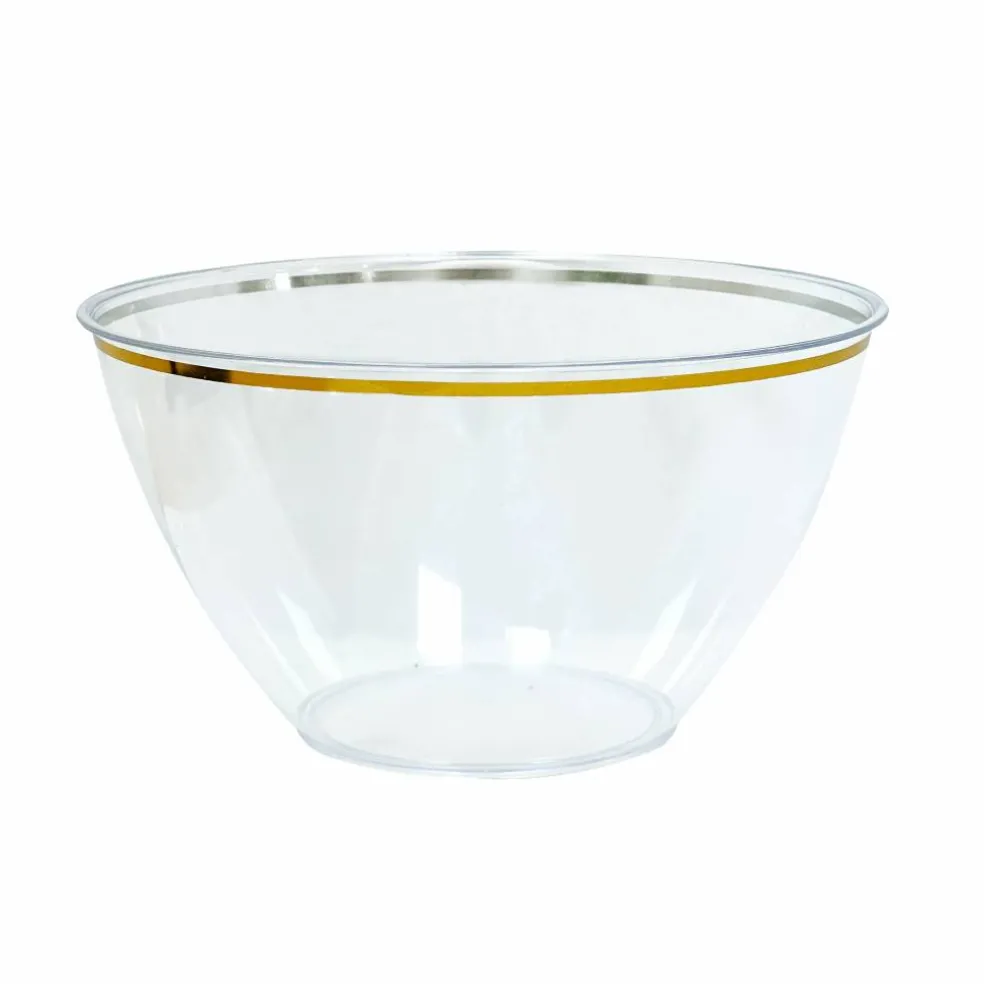 Gold Rim Plastic Party Bowl by Celebrate It™