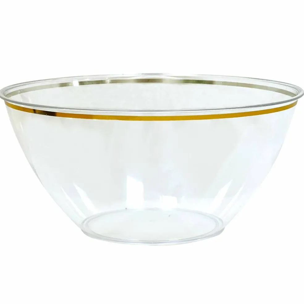 Gold Rim Plastic Party Bowl by Celebrate It™