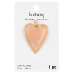 Gold & Rose Quartz Heart Pendant by Bead Landing™