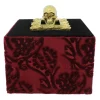 6" Gold Skull & Burgundy Floral Velvet Tabletop Box by Ashland®