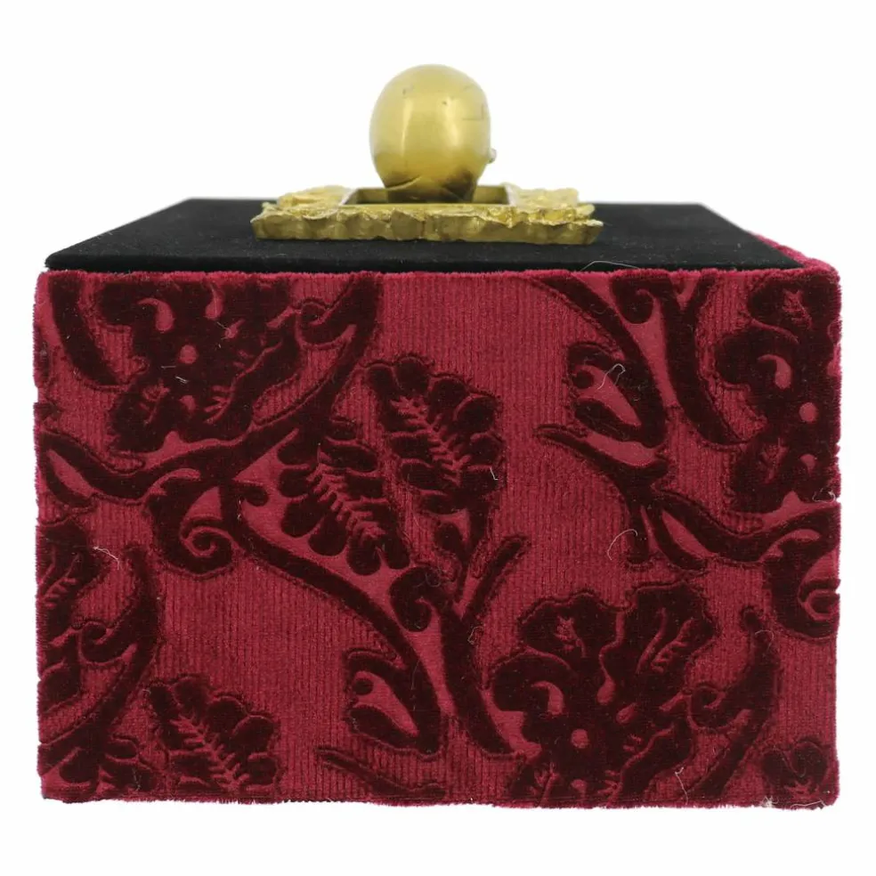 6" Gold Skull & Burgundy Floral Velvet Tabletop Box by Ashland®