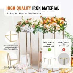 Gold Wedding Flower Stand 10PCS, 31.5" Acrylic Metal Centerpiece for Events