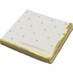 Gold & White Congratulations Hearts Beverage Napkins, 20ct. by Celebrate It™