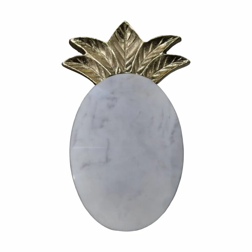 9.5" Gold & White Marble Pineapple Serving Board by Ashland®