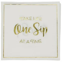 Gold & White One Sip Life Beverage Napkins, 20ct. by Celebrate It™