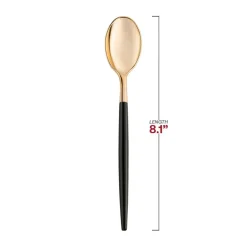 Gold with Black Handle Moderno Disposable Plastic Dinner Spoons (240 Spoons)
