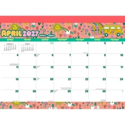 Good Vibes | 2027 14 x 10 Inch 18 Months Monthly Desk Pad Calendar | July 2026 - December 2027 | Sticker Sheet | Plato | Planning Stationery