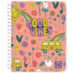 Good Vibes | 2027 6 x 7.75 Inch 18 Months Weekly Desk Planner | Foil Stamped Cover | July 2026 - December 2027 | Plato | Planning Stationery