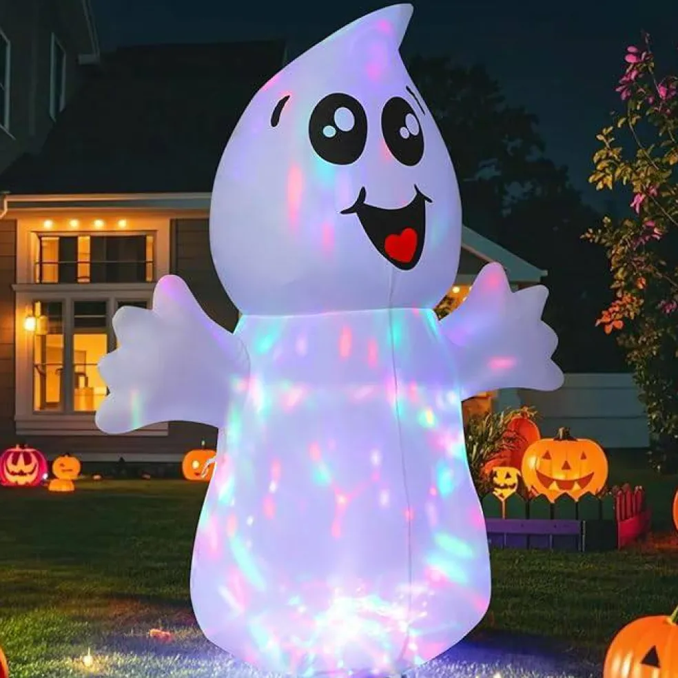 GOOSH 5 FT Halloween Inflatable Ghost Outdoor Decoration with Magic Light and Built-in LEDs