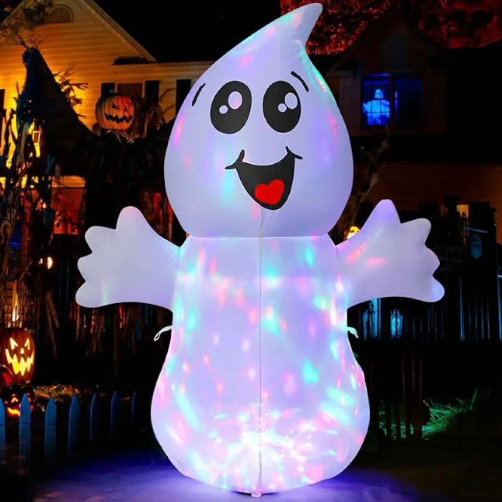 GOOSH 5 FT Halloween Inflatable Ghost Outdoor Decoration with Magic Light and Built-in LEDs