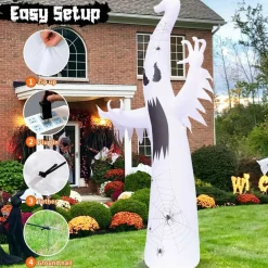 GOOSH 12 FT Halloween Inflatables Ghost Decorations Blow Up Yard Giant Towering Spooky Ghost