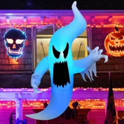 GOOSH 6 FT Halloween Inflatables Ghost Outdoor Window Decorations Blow Up Yard Multicolor Hanging Ghost