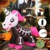 GOOSH 5 FT Halloween Inflatables Skeleton Unicorn Blow Up Yard Pink Cute with Built-in LEDs