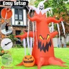 GOOSH 10 FT Halloween Inflatables Scary Dead Tree with Pumpkin and Ghost with Built-in LEDs