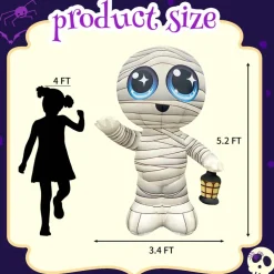 GOOSH 5.2FT Inflatable Cute Mummy with Lantern – Light-Up Halloween Yard Decoration
