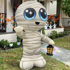 GOOSH 5.2FT Inflatable Cute Mummy with Lantern – Light-Up Halloween Yard Decoration