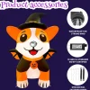 GOOSH 5.2FT Inflatable Halloween Dog with Witch Hat and Cape – Light-Up Yard Decoration