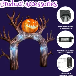 GOOSH 12FT Inflatable Halloween Arch with Pumpkin – Light-Up Yard Decoration
