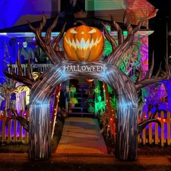 GOOSH 12FT Inflatable Halloween Arch with Pumpkin – Light-Up Yard Decoration