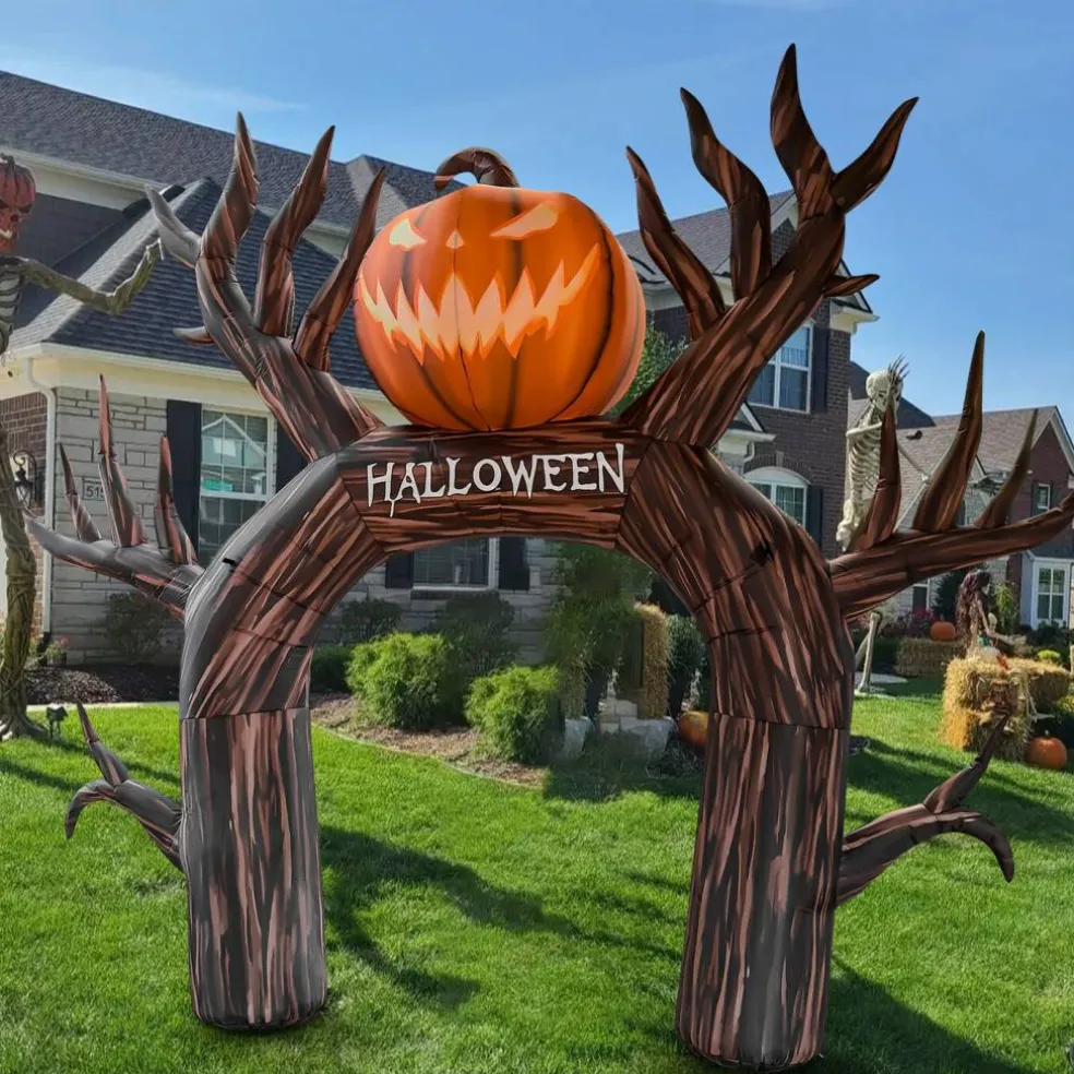 GOOSH 12FT Inflatable Halloween Arch with Pumpkin – Light-Up Yard Decoration