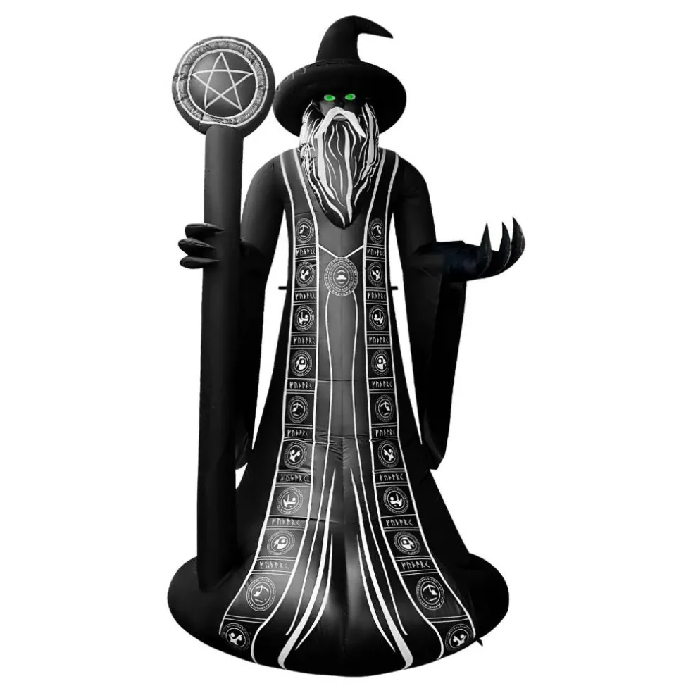 GOOSH 8.5FT Inflatable Wizard with Staff – Light-Up Halloween Yard Decoration