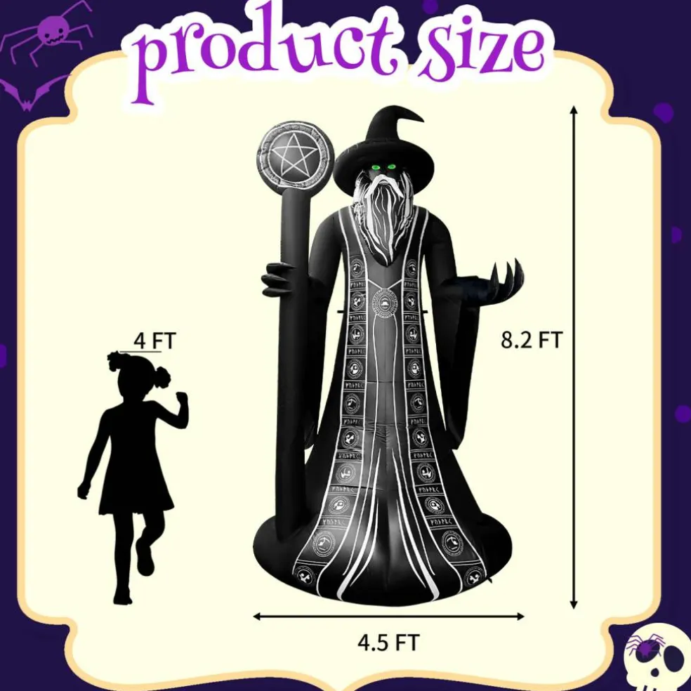 GOOSH 8.5FT Inflatable Wizard with Staff – Light-Up Halloween Yard Decoration