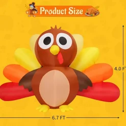 GOOSH 6.7 FT Long Thanksgiving Inflatables Turkey Baby with Built-in LEDs