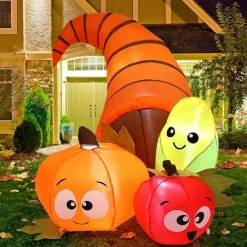 GOOSH 5.5 FT Long Thanksgiving Inflatables Fruit Combo with Built-in LEDs