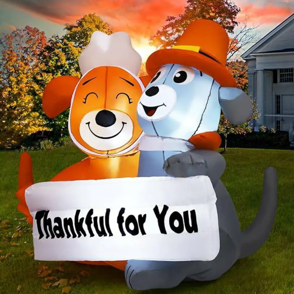 GOOSH 4 FT Thanksgiving Inflatable Dog Thankful For You