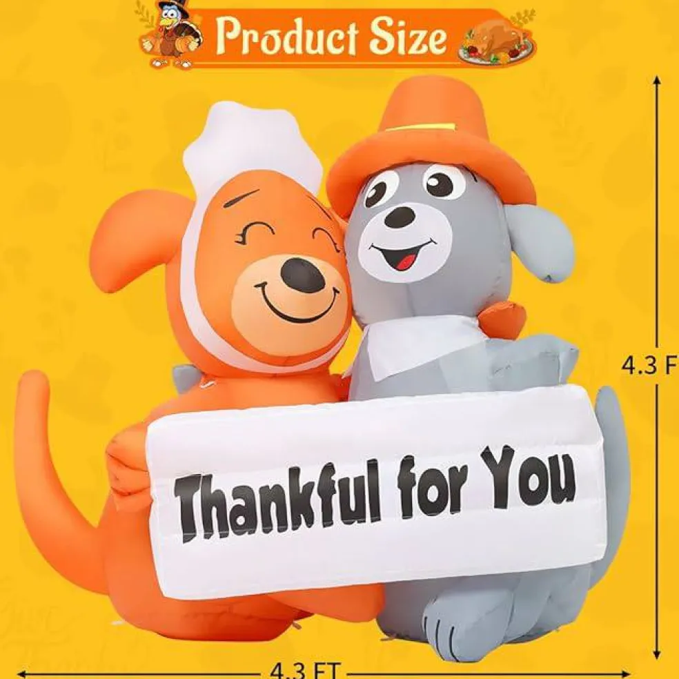 GOOSH 4 FT Thanksgiving Inflatable Dog Thankful For You