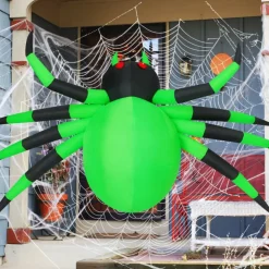 GOOSH 9FT Wide Halloween Inflatable Spider Outdoor Decorations with Built in LED Lights
