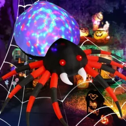 GOOSH 5 FT Width Halloween Inflatable Spider Decoration with Magic Light, Blow Up Yard Inflatable