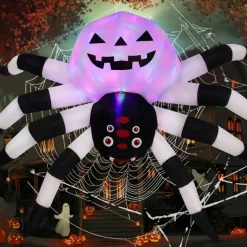 GOOSH 5 FT Width Halloween Inflatables Outdoor Decorations Spider with Magic LED Lighting