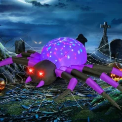 GOOSH Halloween Inflatables Outdoor Decorations, 9 FT Width Purple Spider-with LED Lights