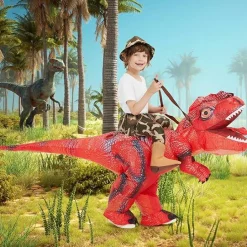 GOOSH Inflatable Dinosaur Costumes for Kids and Adults T Rex Blow Up Ride on Dino Outfits