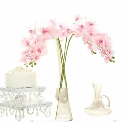 Graceful Silk Orchid Flower Stems: Set of 2, 40-Inch Artificial Centerpieces