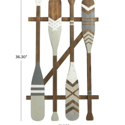 Gray Arrow & Stripe Patterned Wood Paddle Wall Décor